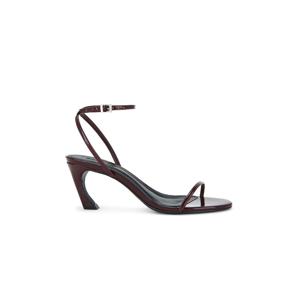 Schutz Siena Curve Mid Sandal in Vino round open toe ankle strap kitten heel